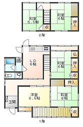 JR津山線 津山駅 徒歩25分 5DKの間取り