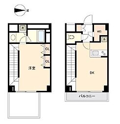HF中野坂上レジデンス 2階1LDKの間取り