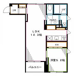 ガーデンコートアネックス 3階1LDKの間取り