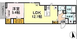 アンジュール中野 3階1LDKの間取り