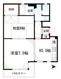 エランヴィタル新中野 2階2Kの間取り