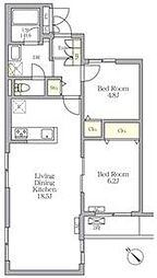 メゾンカルム中落合South 2階2LDKの間取り