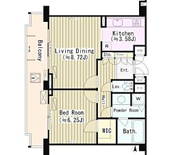 東京メトロ東西線 落合駅 徒歩6分の賃貸マンション 5階1LDKの間取り