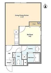 SOLASIA　residence 高円寺II 2階1LDKの間取り