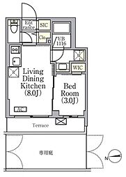 JR中央本線 中野駅 徒歩9分の賃貸マンション 1階1LDKの間取り