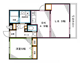 アーバンハイツ上高田 1LDKの間取図画像