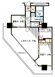 ユニゾンタワー東中野 1SLDKの間取図画像