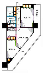 ユニゾンタワー東中野 2LDKの間取図画像