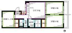 フォンテーヌ中野 3DKの間取図画像