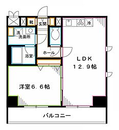 クレストヒル桃ケ丘 1LDKの間取図画像