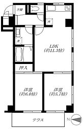 マンション中落合ガーデニア 2LDKの間取図画像