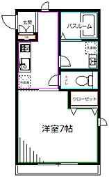 CrossCourt目白A 1Kの間取図画像