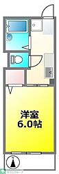 シティハイムカーサ武蔵野 1Kの間取図画像