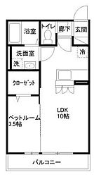 グランドソレーユB 1LDKの間取図画像