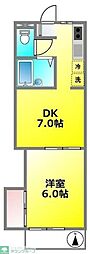 ユーエムイーB棟 1DKの間取図画像