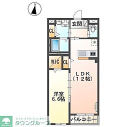 レヴメゾン神山六番館 1LDKの間取図画像