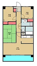 オークレイコート高松2 3LDKの間取図画像