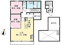 リジエール萩山 2LDKの間取図画像