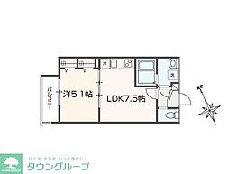 MELLAS武蔵境 1LDKの間取図画像