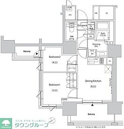 ザ・パークハビオ目白タワー 2DKの間取図画像