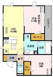 クレストヒル 2LDKの間取図画像