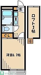 西武新宿線 西武柳沢駅 徒歩21分の賃貸マンション 2階1Kの間取り