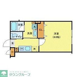 西武新宿線 上石神井駅 徒歩4分の賃貸マンション 2階1Kの間取り