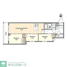 西武池袋線 中村橋駅 徒歩7分の賃貸マンション 3階3LDKの間取り
