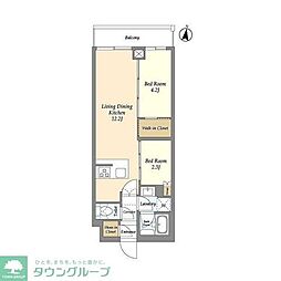西武池袋線 中村橋駅 徒歩7分の賃貸マンション 3階2LDKの間取り