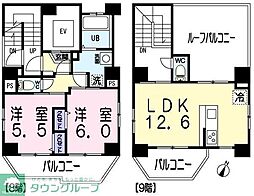 サンマルティーノ東麻布 8階2LDKの間取り