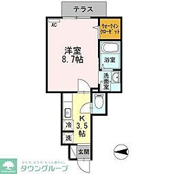 西武新宿線 小平駅 徒歩3分の賃貸アパート 1階1Kの間取り