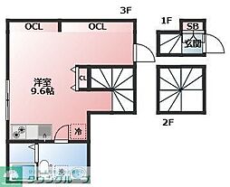 都営大江戸線 光が丘駅 徒歩15分の賃貸アパート 3階ワンルームの間取り
