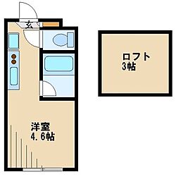 西武池袋線 ひばりヶ丘駅 徒歩18分の賃貸マンション 2階ワンルームの間取り
