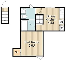 JR中央線 西荻窪駅 徒歩7分の賃貸アパート 2階1DKの間取り