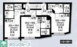 JR総武線 高円寺駅 徒歩4分の賃貸マンション 3階ワンルームの間取り