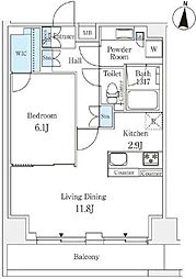 西武池袋線 練馬駅 徒歩2分の賃貸マンション 9階1LDKの間取り