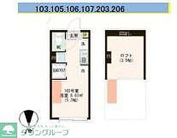 西武新宿線 上石神井駅 徒歩8分の賃貸アパート 1階ワンルームの間取り