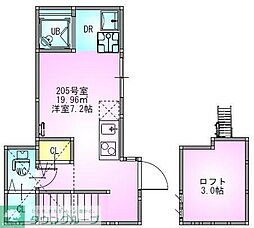 西武新宿線 上石神井駅 徒歩6分の賃貸アパート 2階ワンルームの間取り