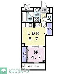 西武池袋線 保谷駅 徒歩9分の賃貸マンション 1階1LDKの間取り