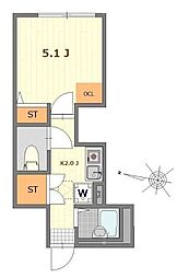 西武池袋線 保谷駅 徒歩10分の賃貸アパート 1階1Kの間取り