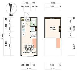 西武新宿線 上井草駅 徒歩10分の賃貸アパート 2階ワンルームの間取り