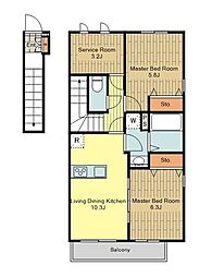 都の森II 2階2SLDKの間取り