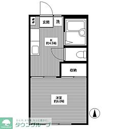 JR総武線 荻窪駅 徒歩10分の賃貸アパート 1階1Kの間取り