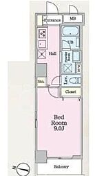 JR総武線 船橋駅 徒歩6分の賃貸マンション 2階1Kの間取り