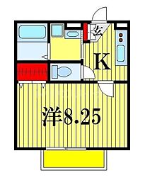 JR総武線 本八幡駅 徒歩17分の賃貸アパート 2階1Kの間取り