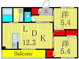 東京メトロ東西線 西船橋駅 徒歩8分の賃貸マンション 3階2LDKの間取り