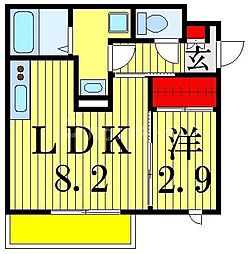 JR総武線 本八幡駅 徒歩8分の賃貸マンション 3階1LDKの間取り