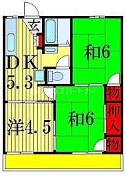 JR総武本線 市川駅 バス12分 曽谷橋下車 徒歩7分の賃貸アパート 2階3DKの間取り