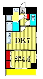 JR総武線 西船橋駅 徒歩3分の賃貸マンション 7階1DKの間取り