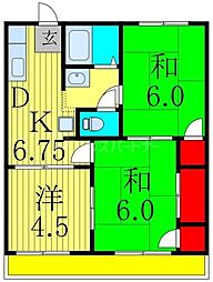 JR総武本線 市川駅 バス12分 曽谷橋下車 徒歩7分の賃貸アパート 2階3DKの間取り